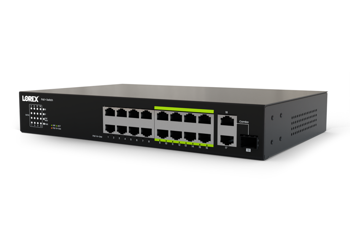 Lorex 16-Port PoE+ Switch with 250W Power Budget